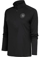 Antigua Chicago Cubs Womens Metallic Logo Tribute Qtr Zip Pullover