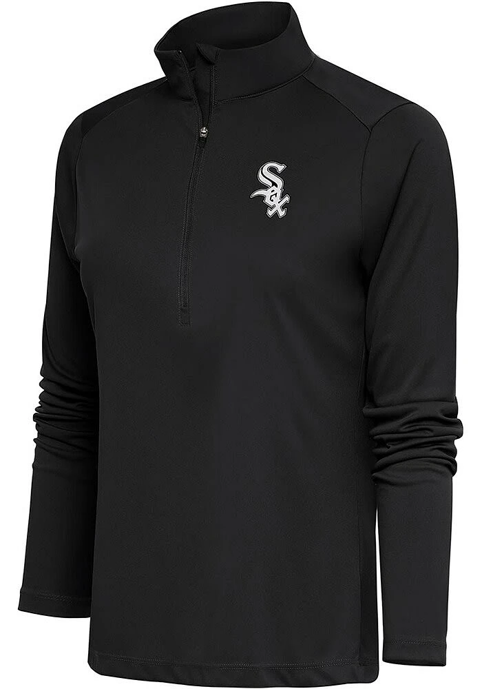 Antigua Chicago White Sox Womens Metallic Logo Tribute Qtr Zip Pullover