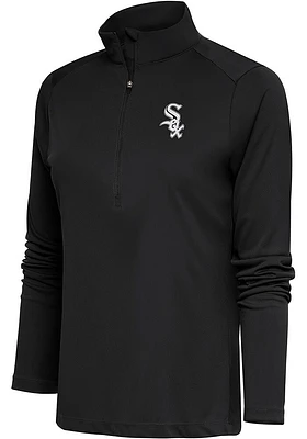 Antigua Chicago White Sox Womens Metallic Logo Tribute Qtr Zip Pullover