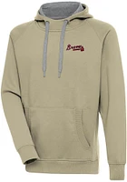 Antigua Atlanta Braves Mens Khaki Victory Long Sleeve Hoodie