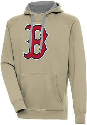 Antigua Boston Red Sox Mens Khaki Full Front Victory Long Sleeve Hoodie