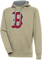 Antigua Boston Red Sox Mens Khaki Full Front Victory Long Sleeve Hoodie