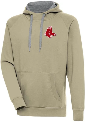 Antigua Boston Red Sox Mens Khaki Victory Long Sleeve Hoodie