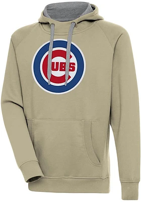 Antigua Chicago Cubs Mens Khaki Full Front Victory Long Sleeve Hoodie