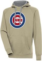 Antigua Chicago Cubs Mens Khaki Full Front Victory Long Sleeve Hoodie