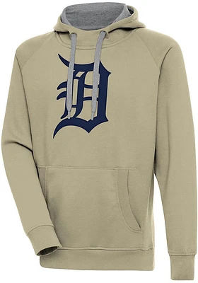 Antigua Detroit Tigers Mens Khaki Full Front Victory Long Sleeve Hoodie