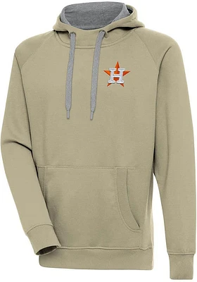 Antigua Houston Astros Mens Khaki Victory Long Sleeve Hoodie