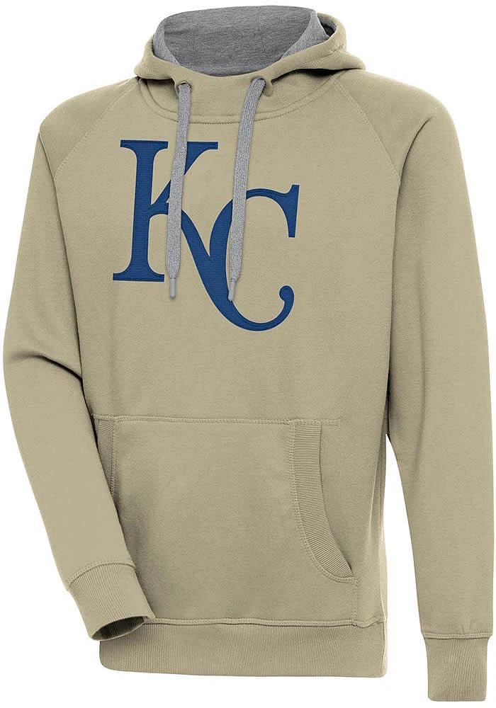 Antigua Kansas City Royals Mens Khaki Full Front Victory Long Sleeve Hoodie