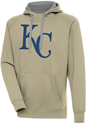 Antigua Kansas City Royals Mens Khaki Full Front Victory Long Sleeve Hoodie