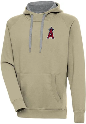Antigua Los Angeles Angels Mens Khaki Victory Long Sleeve Hoodie