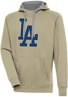 Antigua Los Angeles Dodgers Mens Khaki Full Front Victory Long Sleeve Hoodie