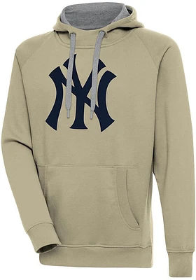 Antigua New York Yankees Mens Khaki Full Front Victory Long Sleeve Hoodie