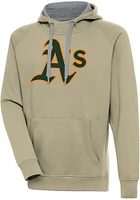 Antigua Oakland Athletics Mens Khaki Full Front Victory Long Sleeve Hoodie