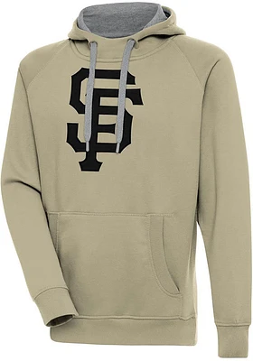 Antigua San Francisco Giants Mens Khaki Full Front Victory Long Sleeve Hoodie