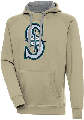 Antigua Seattle Mariners Mens Khaki Full Front Victory Long Sleeve Hoodie