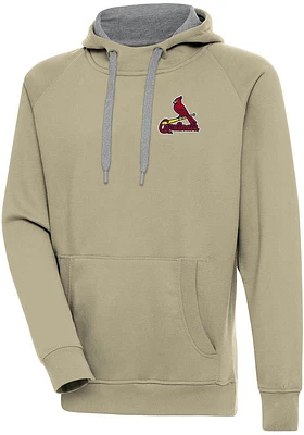 Antigua St Louis Cardinals Mens Khaki Victory Long Sleeve Hoodie
