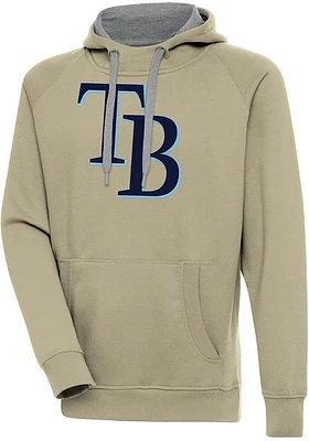Antigua Tampa Bay Rays Mens Khaki Full Front Victory Long Sleeve Hoodie