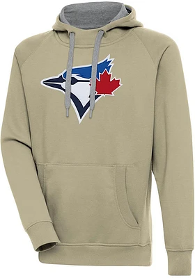 Antigua Toronto Blue Jays Mens Khaki Full Front Victory Long Sleeve Hoodie