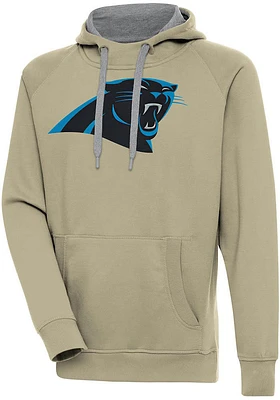 Antigua Carolina Panthers Mens Khaki Full Front Victory Long Sleeve Hoodie