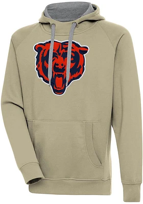 Antigua Chicago Bears Mens Khaki Full Front Alternate Victory Long Sleeve Hoodie