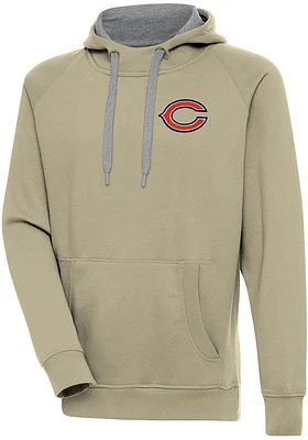 Antigua Chicago Bears Mens Khaki C Logo Victory Long Sleeve Hoodie