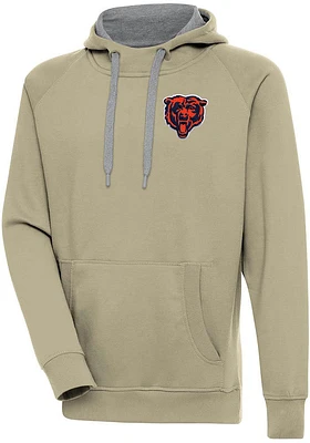 Antigua Chicago Bears Mens Khaki Victory Long Sleeve Hoodie