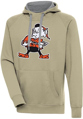 Antigua Cleveland Browns Mens Khaki Full Front Classic Victory Long Sleeve Hoodie