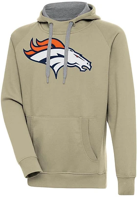Antigua Denver Broncos Mens Khaki Full Front Victory Long Sleeve Hoodie