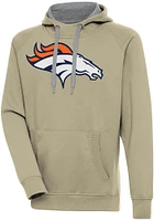 Antigua Denver Broncos Mens Khaki Full Front Victory Long Sleeve Hoodie