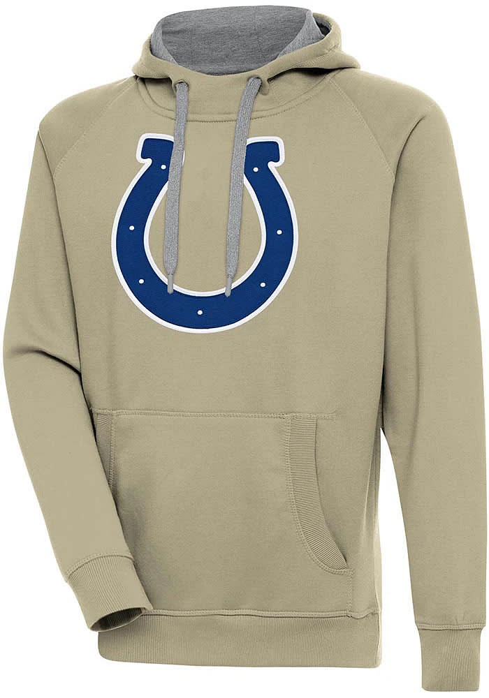 Antigua Indianapolis Colts Mens Khaki Full Front Victory Long Sleeve Hoodie