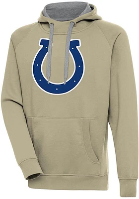 Antigua Indianapolis Colts Mens Khaki Full Front Victory Long Sleeve Hoodie