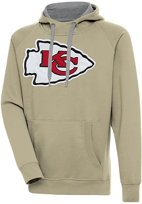 Antigua Kansas City Chiefs Mens Khaki Full Front Victory Long Sleeve Hoodie