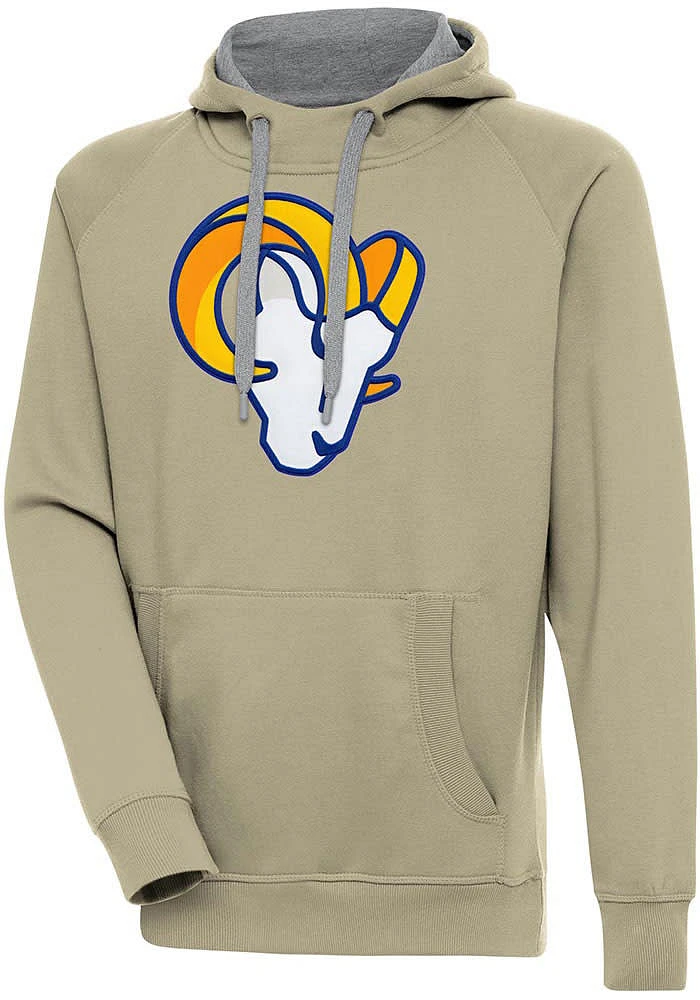 Antigua Los Angeles Rams Mens Khaki Full Front Icon Victory Long Sleeve Hoodie