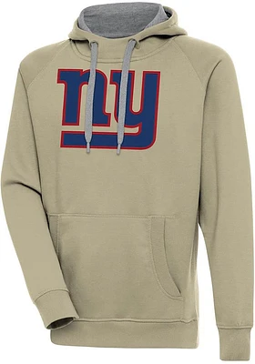 Antigua New York Giants Mens Khaki Full Front Victory Long Sleeve Hoodie