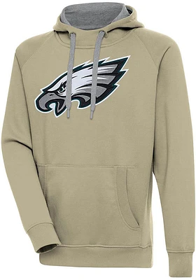 Antigua Philadelphia Eagles Mens Khaki Full Front Victory Long Sleeve Hoodie