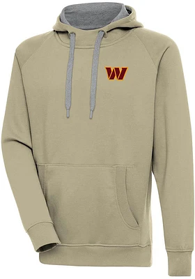 Antigua Washington Commanders Mens Khaki Victory Long Sleeve Hoodie