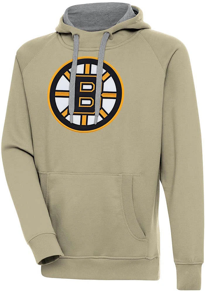 Antigua Boston Bruins Mens Khaki Full Front Victory Long Sleeve Hoodie