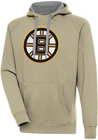 Antigua Boston Bruins Mens Khaki Full Front Victory Long Sleeve Hoodie