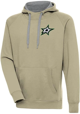 Antigua Dallas Stars Mens Khaki Victory Long Sleeve Hoodie