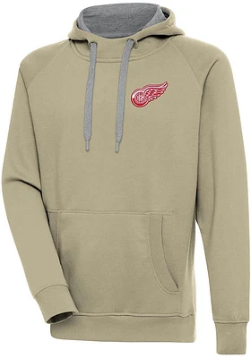 Antigua Detroit Red Wings Mens Tan Victory Long Sleeve Hoodie