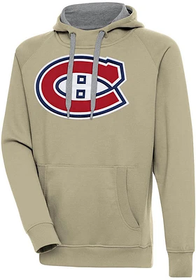 Antigua Montreal Canadiens Mens Khaki Full Front Victory Long Sleeve Hoodie
