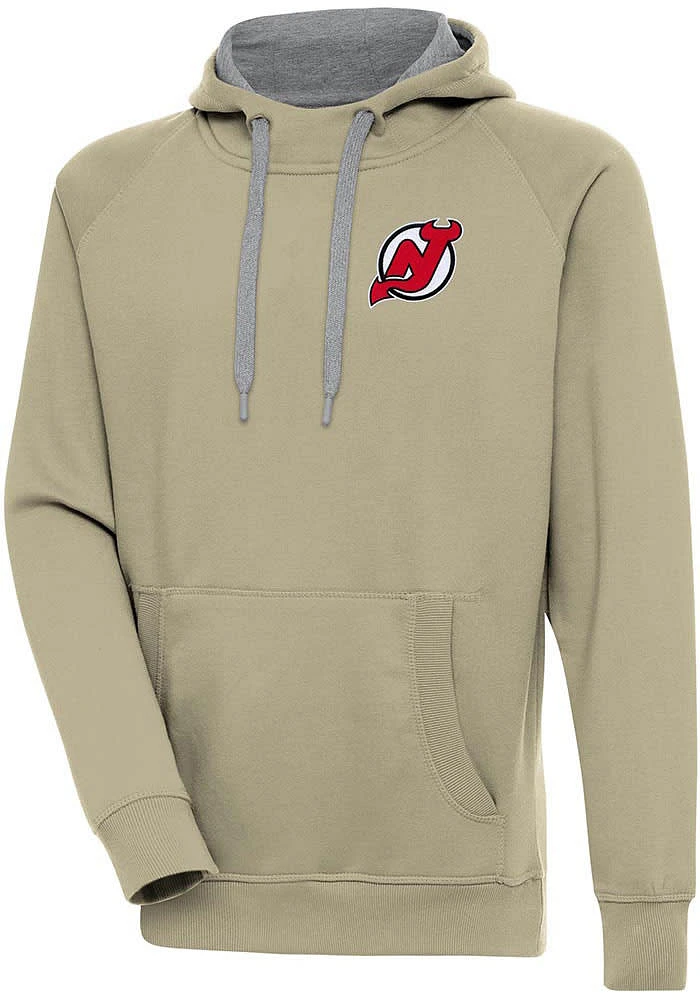 Antigua New Jersey Devils Mens Khaki Victory Long Sleeve Hoodie