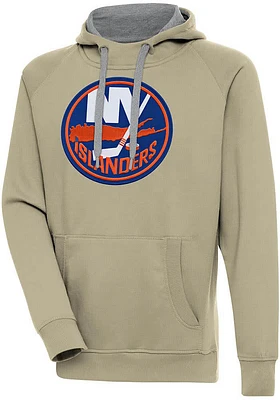Antigua New York Islanders Mens Khaki Full Front Victory Long Sleeve Hoodie