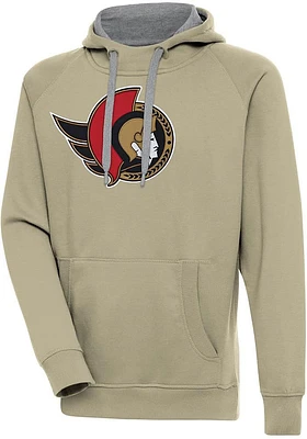 Antigua Ottawa Senators Mens Khaki Full Front Victory Long Sleeve Hoodie