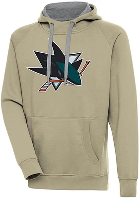 Antigua San Jose Sharks Mens Khaki Full Front Victory Long Sleeve Hoodie