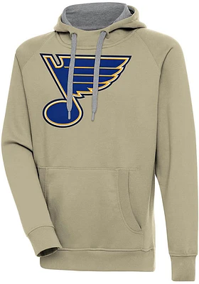 Antigua St Louis Blues Mens Khaki Full Front Victory Long Sleeve Hoodie