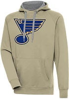 Antigua St Louis Blues Mens Khaki Full Front Victory Long Sleeve Hoodie