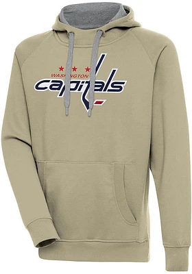 Antigua Washington Capitals Mens Khaki Full Front Victory Long Sleeve Hoodie