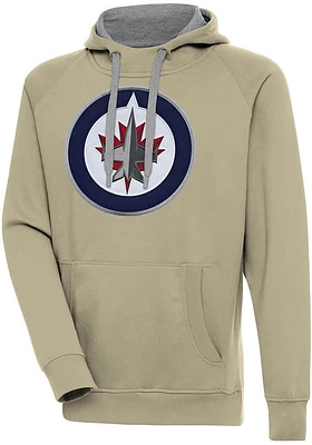 Antigua Winnipeg Jets Mens Khaki Full Front Victory Long Sleeve Hoodie