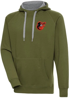Antigua Baltimore Orioles Mens Olive Victory Long Sleeve Hoodie